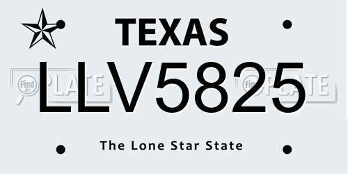 LLV5825 Texas License Plate