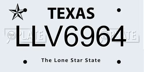 LLV6964 Texas License Plate