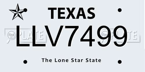 LLV7499 Texas License Plate