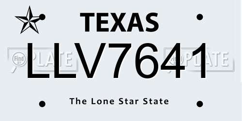 LLV7641 Texas License Plate
