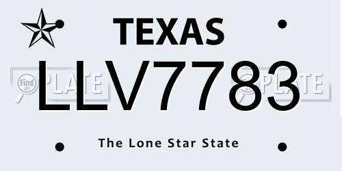 LLV7783 Texas License Plate