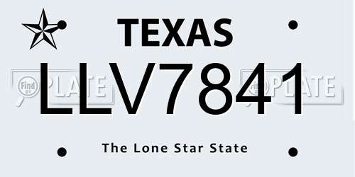LLV7841 Texas License Plate