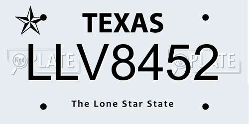 LLV8452 Texas License Plate