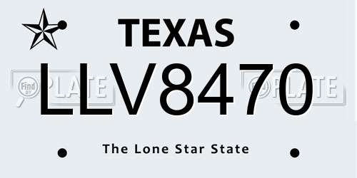 LLV8470 Texas License Plate