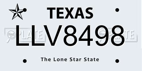 LLV8498 Texas License Plate