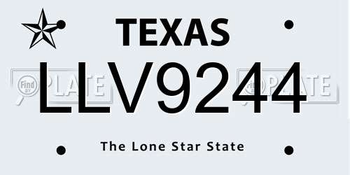 LLV9244 Texas License Plate