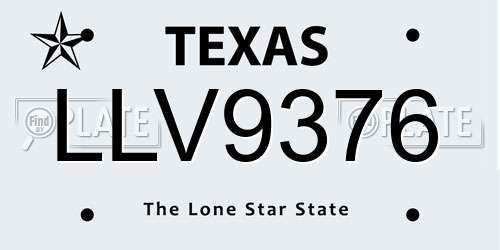 LLV9376 Texas License Plate