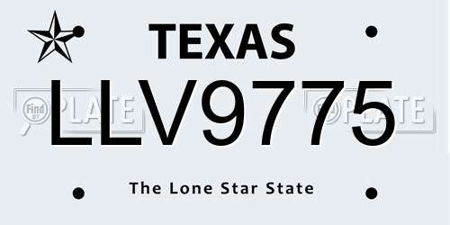 LLV9775 Texas License Plate