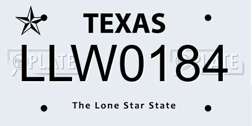 LLW0184 Texas License Plate