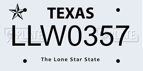 LLW0357 Texas License Plate