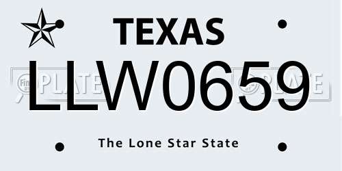 LLW0659 Texas License Plate