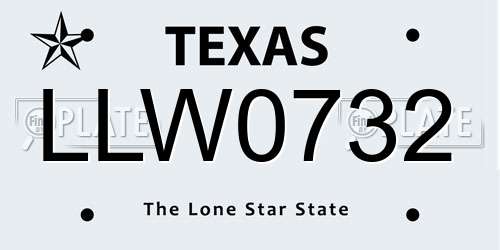 LLW0732 Texas License Plate
