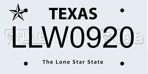 LLW0920 Texas License Plate