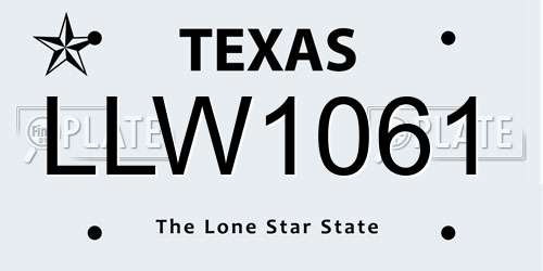 LLW1061 Texas License Plate