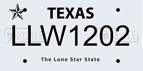 LLW1202 Texas License Plate