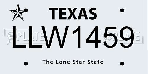 LLW1459 Texas License Plate