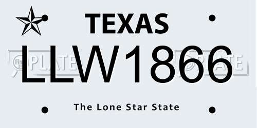 LLW1866 Texas License Plate