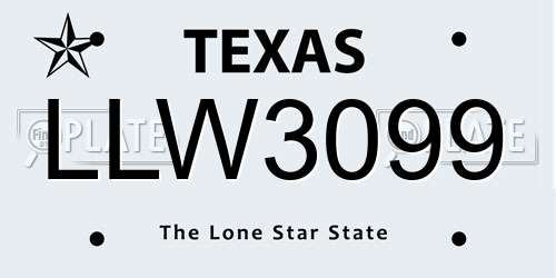 LLW3099 Texas License Plate