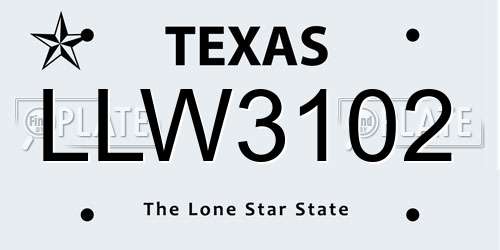LLW3102 Texas License Plate