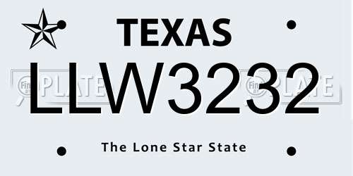LLW3232 Texas License Plate