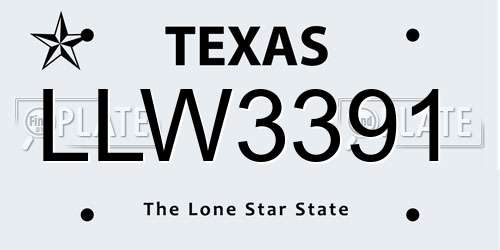 LLW3391 Texas License Plate