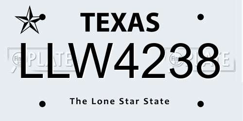 LLW4238 Texas License Plate