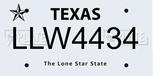 LLW4434 Texas License Plate