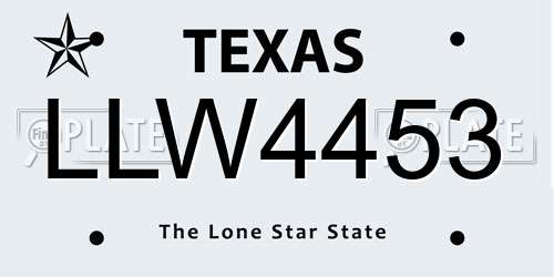 LLW4453 Texas License Plate