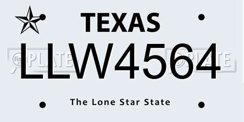 LLW4564 Texas License Plate