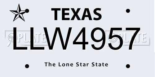 LLW4957 Texas License Plate