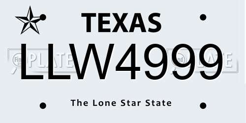 LLW4999 Texas License Plate