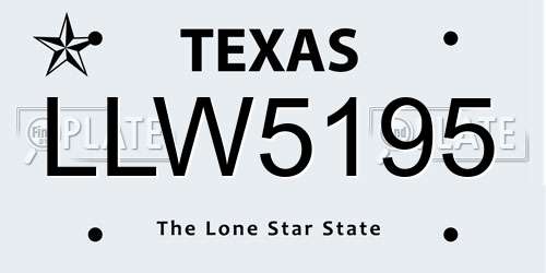 LLW5195 Texas License Plate