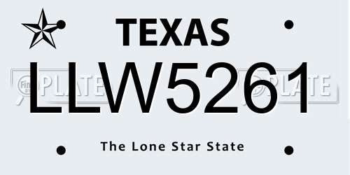 LLW5261 Texas License Plate