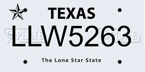 LLW5263 Texas License Plate