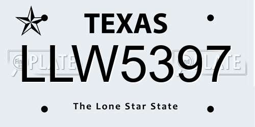 LLW5397 Texas License Plate