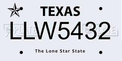 LLW5432 Texas License Plate