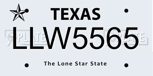 LLW5565 Texas License Plate