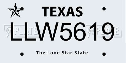 LLW5619 Texas License Plate