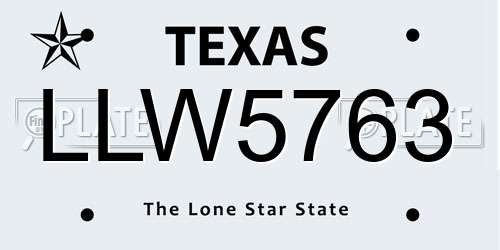 LLW5763 Texas License Plate