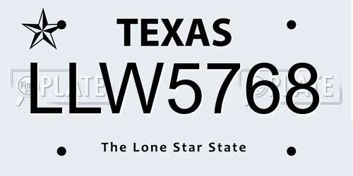 LLW5768 Texas License Plate