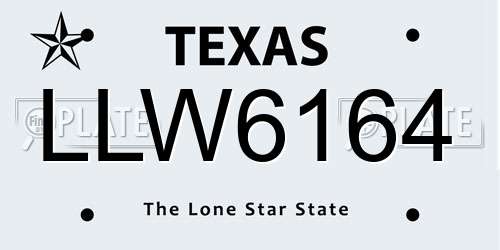 LLW6164 Texas License Plate