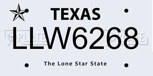 LLW6268 Texas License Plate
