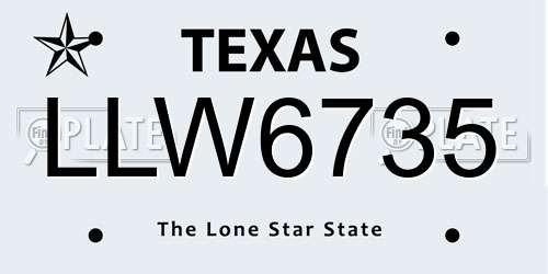 LLW6735 Texas License Plate