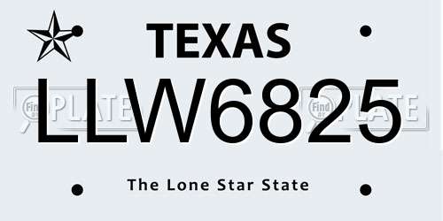LLW6825 Texas License Plate