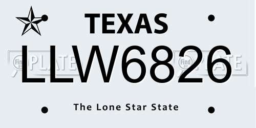 LLW6826 Texas License Plate