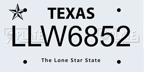 LLW6852 Texas License Plate