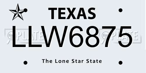 LLW6875 Texas License Plate