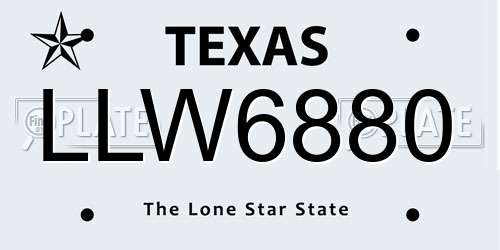 LLW6880 Texas License Plate