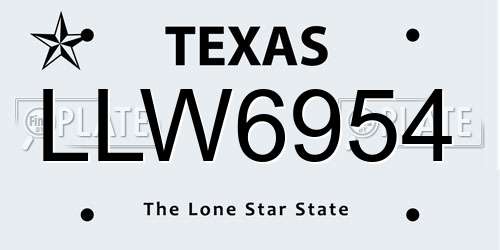 LLW6954 Texas License Plate