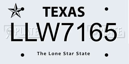 LLW7165 Texas License Plate
